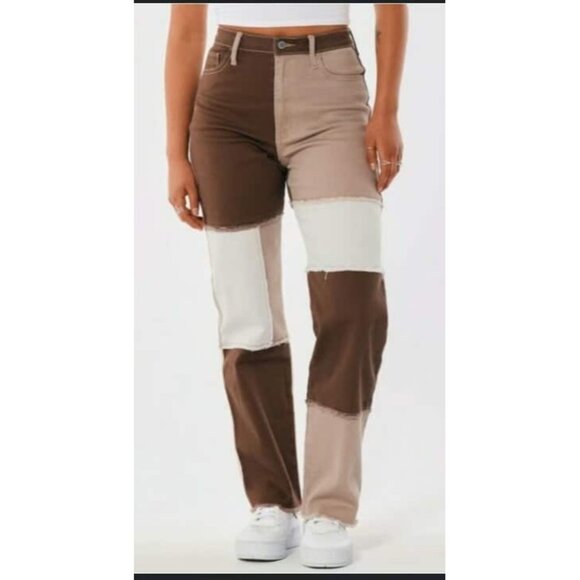 Hollister Women’s 27 Ultra High-Rise Dad Jeans Brown Beige Raw Edge - Picture 5 of 16